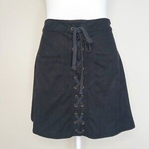 STORIA Embry Faux Suede Tie Front Mini Skirt Size Medium